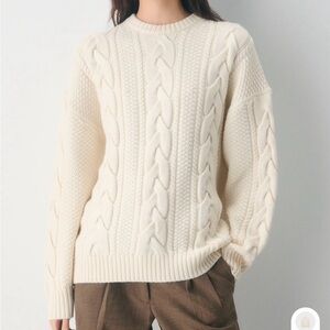 Aritzia Cream Cable Knit Crewneck Sweater